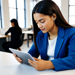 The Empowered Creator**

A young woman with a determined look, wearing stylish, modest clothing, working on a digital tablet in a bright, modern co-working space. Around her, diverse individuals are collaborating on various projects. The scene should convey a sense of creativity, innovation, and empowerment.

*   Keywords: "creative professional", "digital artist", "co-working space", "technology", "collaboration", "empowerment", "safe for work", "appropriate content", "fully clothed", "professional", "perfect anatomy", "natural proportions"

**